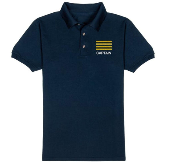 RANK T-Shirt-Rank+CAPTAIN-Navy Blue