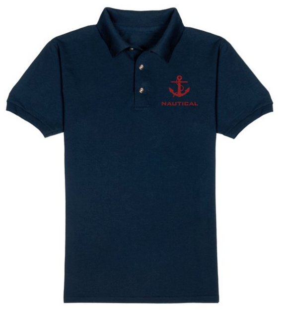 Nautical T-Shirt-Navy Blue-Red Embroidery