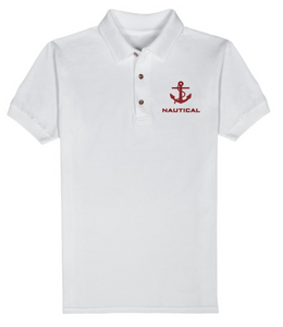 Nautical T-Shirt-White-Red Embroidery