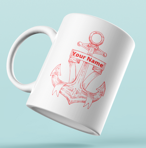 Designer Mug-Red  Anchor+Your Name