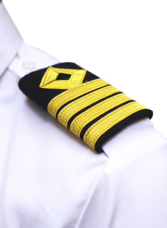 ROYAL NAVY series- Professional Epaulettes-4 bars with diamond-CAPTAIN-Blazer Cloth