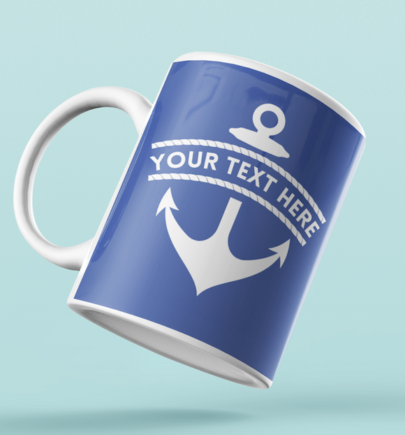 Designer Mug-Anchor+Your Name-Blue