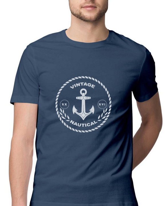 T-shirt-Vintage Nautical-Navy Blue